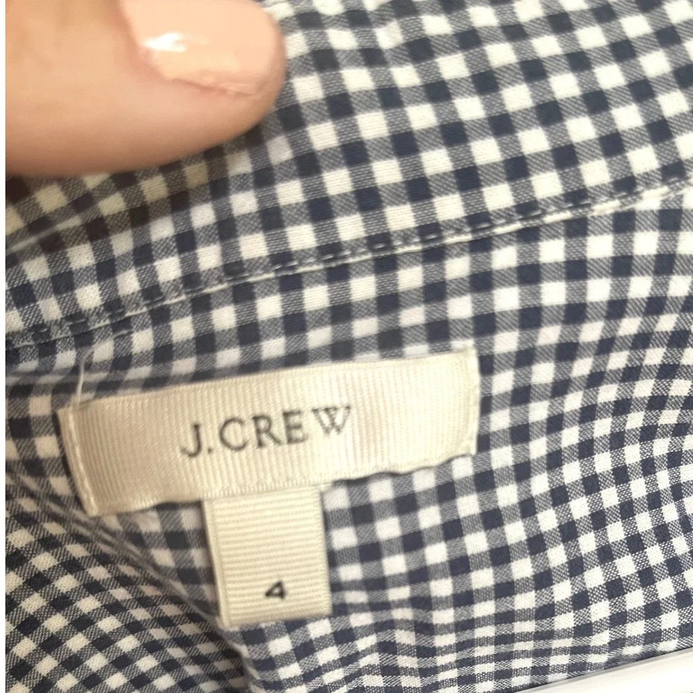 J.Crew‎ Blue White Gingham & Striped Pop Over Shirt 4